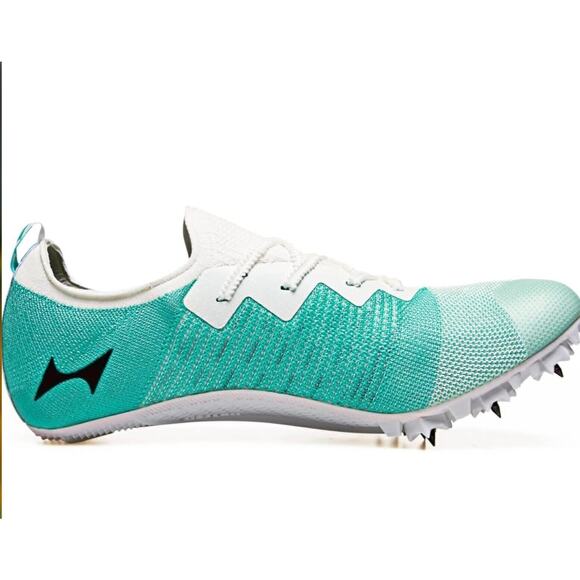 Health Carbon Spike Running Sprint Track Field Sneaker Aqua Cyan & white Size 6 - Picture 5 of 7